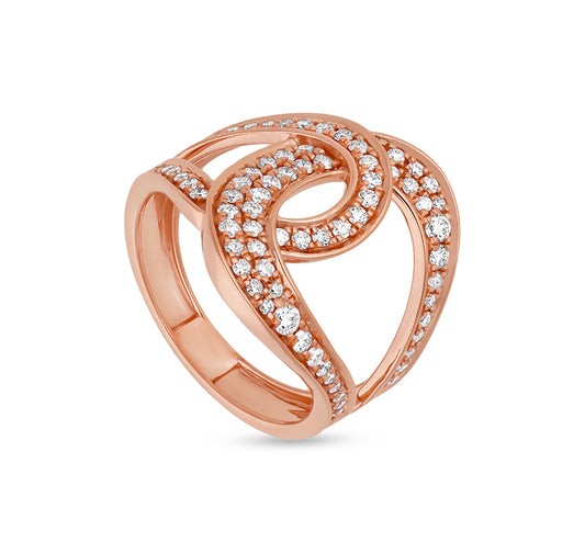 Round Shape Natural Diamond Connected Rose Gold Casual  Ring