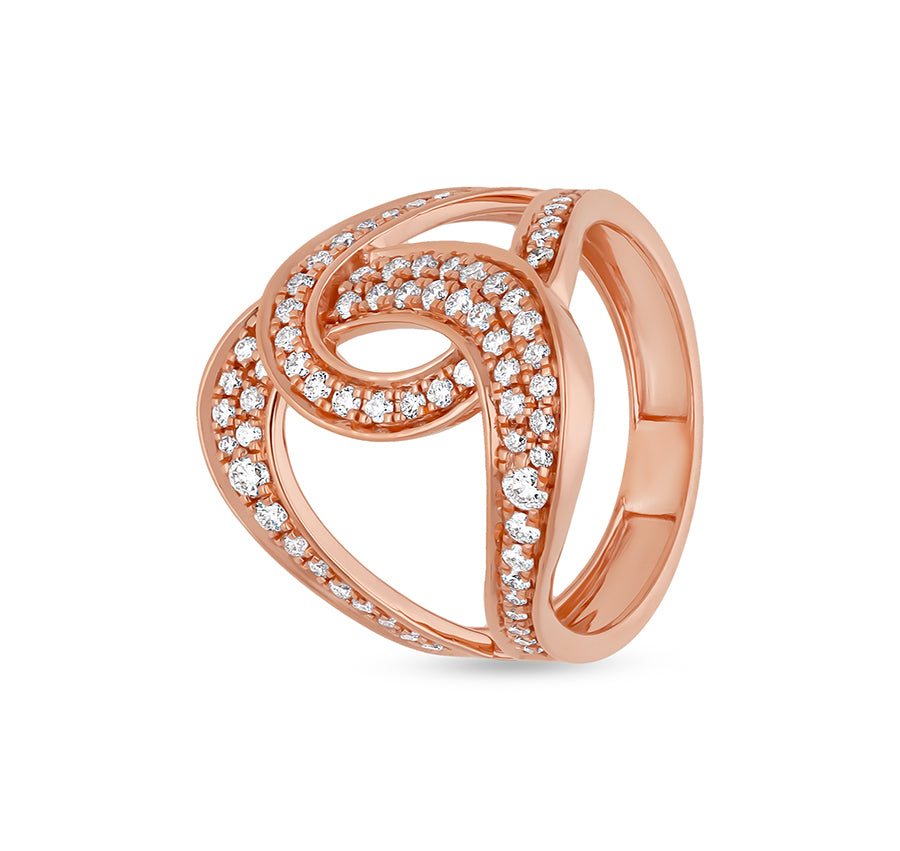 Round Shape Natural Diamond Connected Rose Gold Casual  Ring