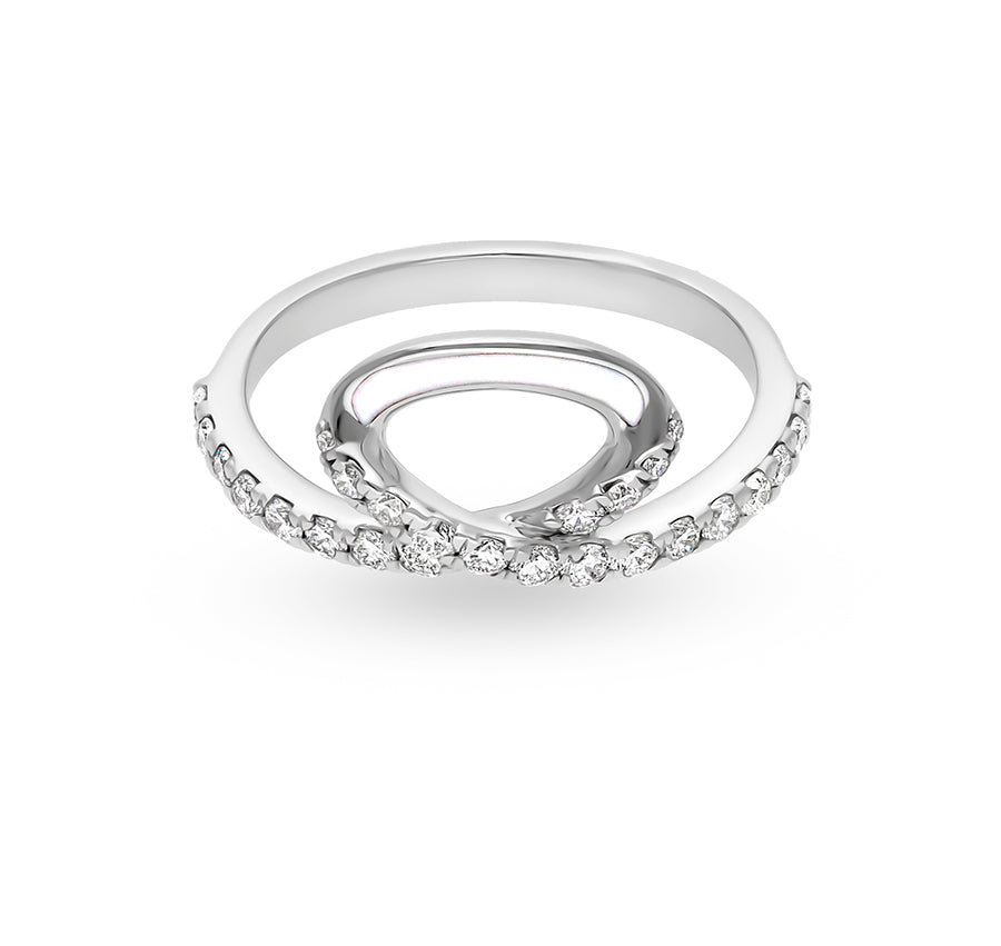 Round Shape Diamond With Prong Set White Enamel Woman Casual Ring