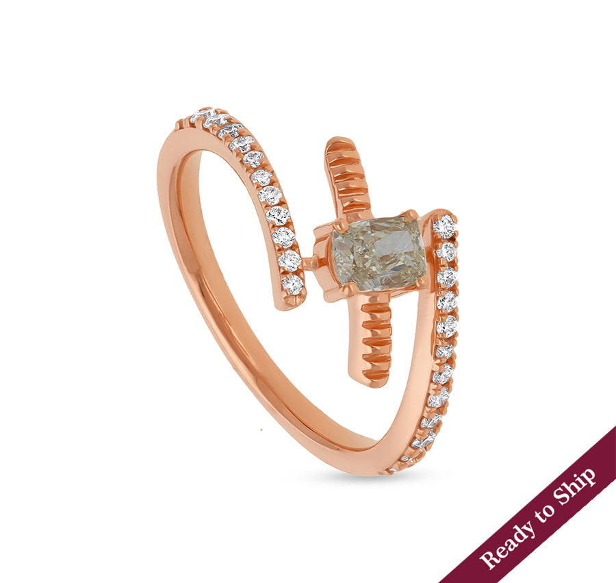 Cushion & Round Cut Natural Diamond Rose Gold Casual Ring