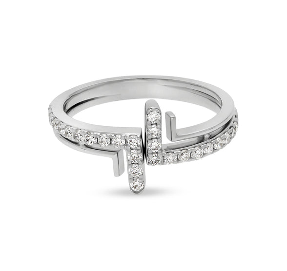 Round Natural Diamond White Gold Casual Ring