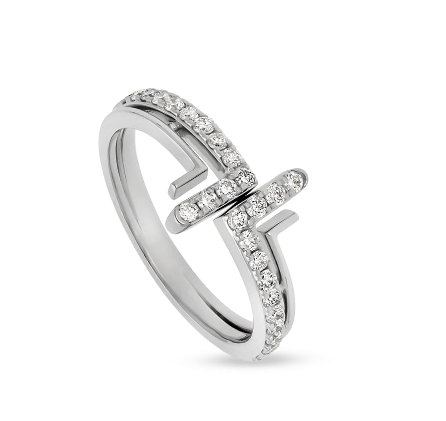 Round Natural Diamond White Gold Casual Ring