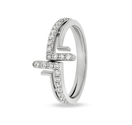 Round Natural Diamond White Gold Casual Ring