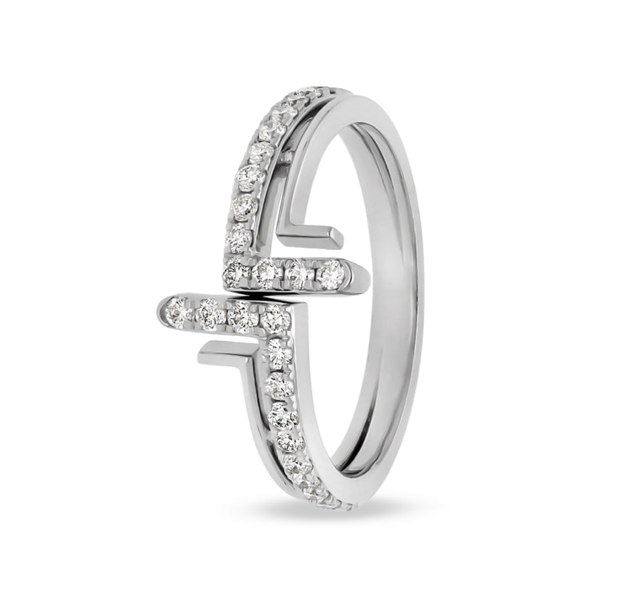 Round Natural Diamond White Gold Casual Ring