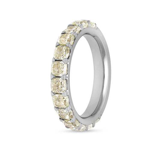 Cushion Shape Diamond With Prong Set White Gold Women Band