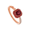 Cherry Enamel With Pink Tourmaline Gem Stone Half Chain Rose Gold Casual Ring
