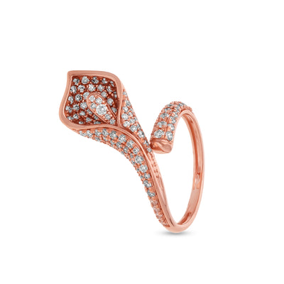 Conch Shell Shape With Round Cut Diamond Rose Gold Cocktail Ring