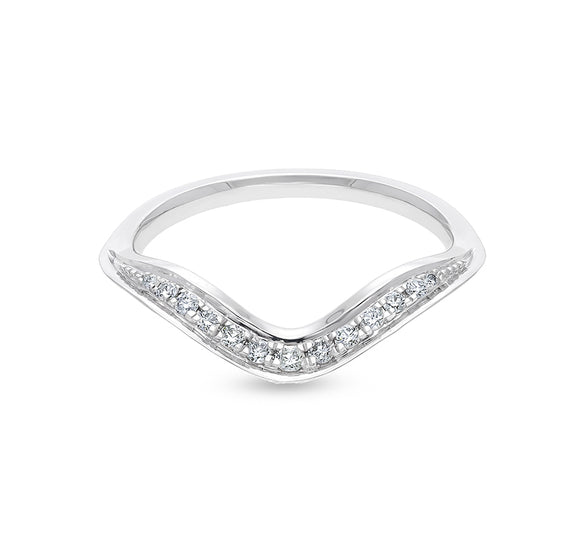 Curve Shape Round Natural Diamond With Prong Set White Gold Casual Ring