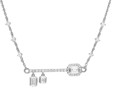 Key Shape & Drop Emerald Diamond White Gold Necklace