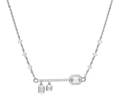 Key Shape & Drop Emerald Diamond White Gold Necklace