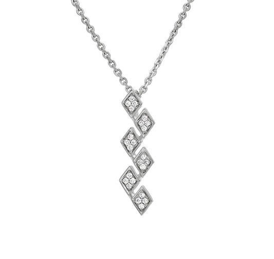 Sterling White Rhombus Shape White Gold Necklace Set