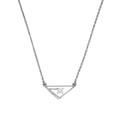 Luminous Shine Round & Princess Cut Diamond White Gold Necklace