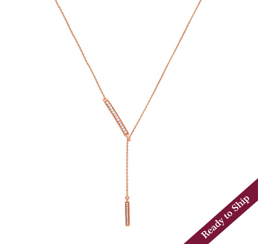 Bar Drop Rose Gold Diamond Necklace