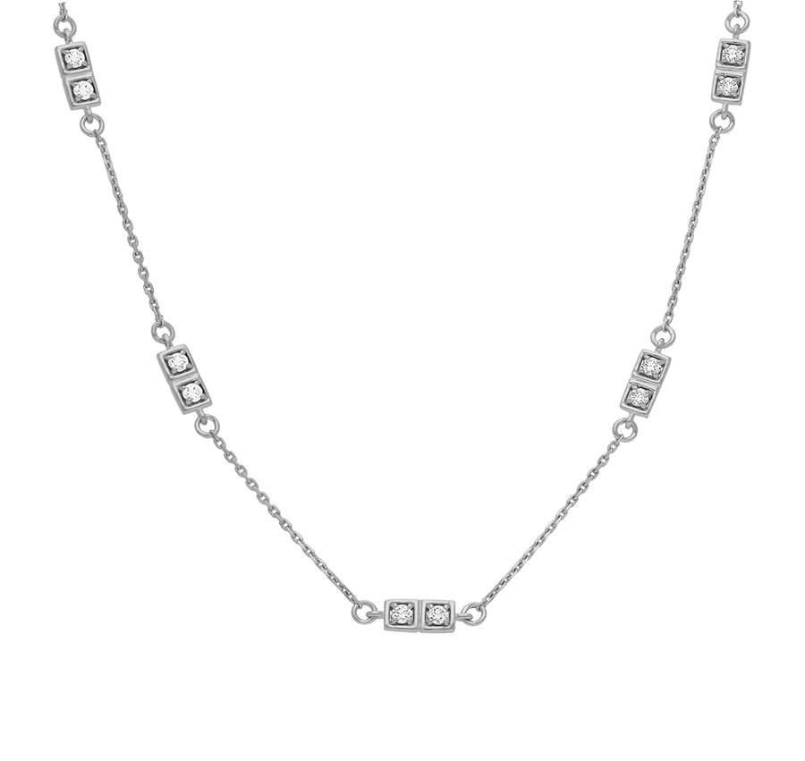 Round Diamond White Gold Cube Elements necklace