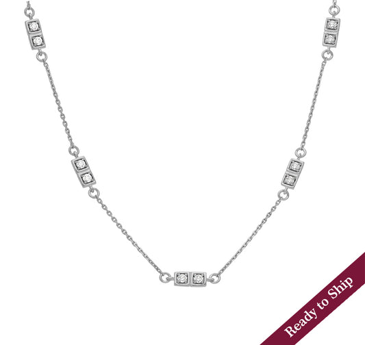 Round Diamond White Gold Cube Elements necklace