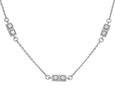 Round Diamond White Gold Cube Elements necklace