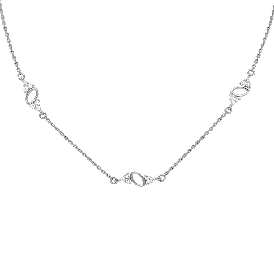 Round Natural Diamond With Prong Set White Gold Trendy Necklace