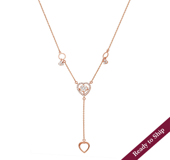 Dazzling Heart Rose Gold Diamond Necklace