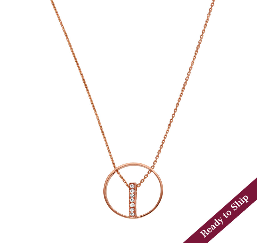 Circlebar Natural Diamond Rose Gold Necklace