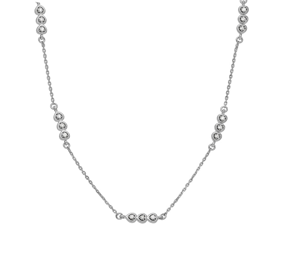 Heart Shape Chain White Gold Natural Diamond Necklace