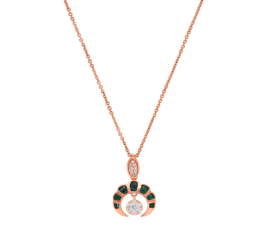 Elegant Necklace With a Stunning Malachite Pendent Natural Diamond