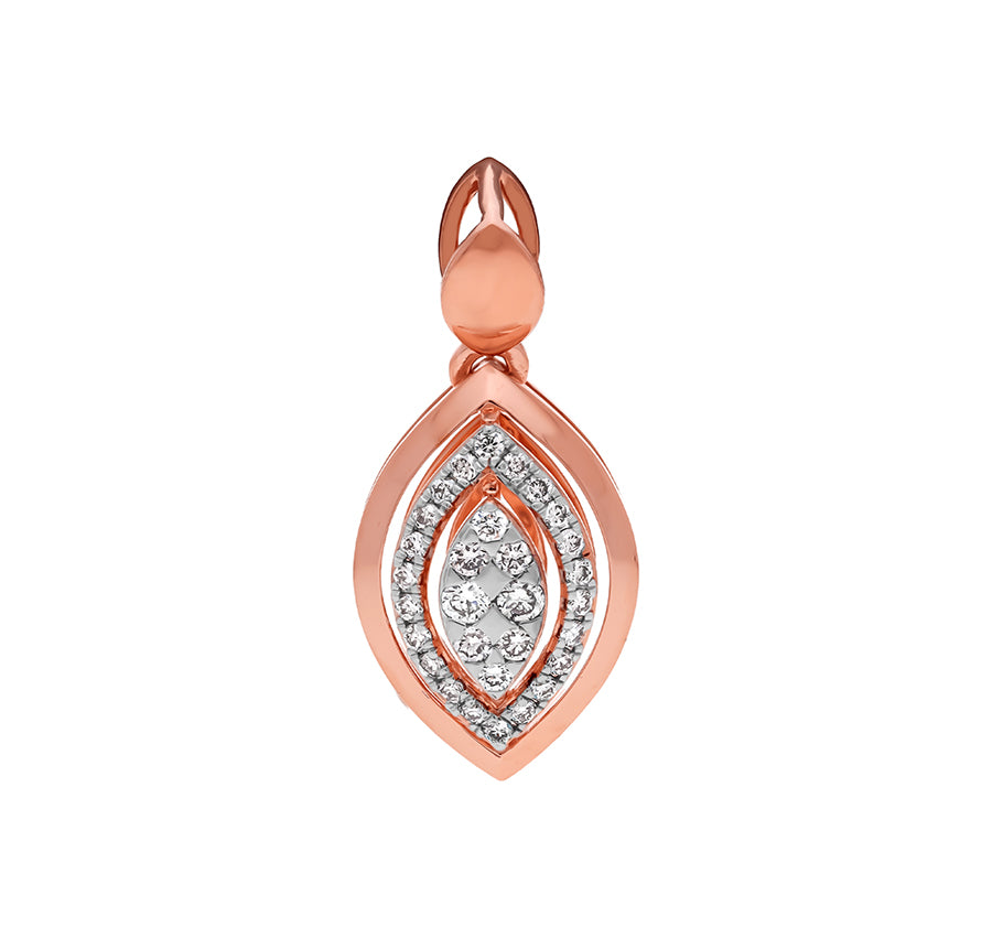 Marquise Shaped Round Natural Diamond With Prong Set Rose Gold Pendant