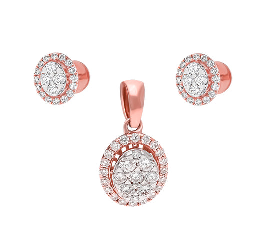 Round Diamond Rose Gold Pendant Set Without Chain