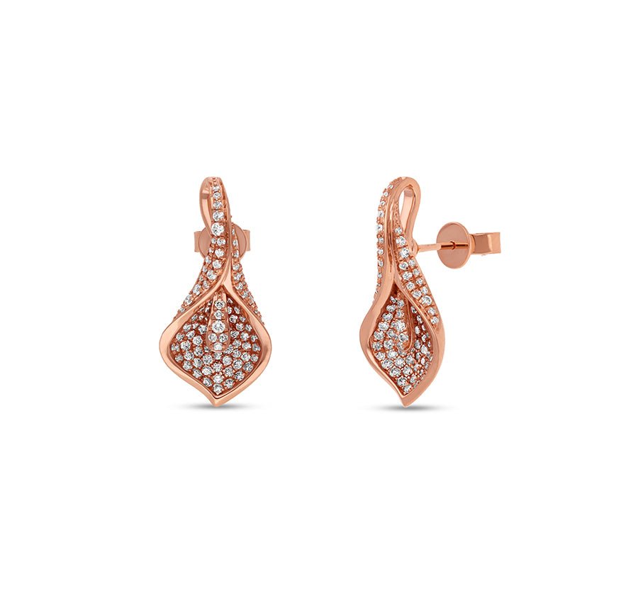 Conch Shell Shape Round Natural Diamond Rose Gold Pendant Set