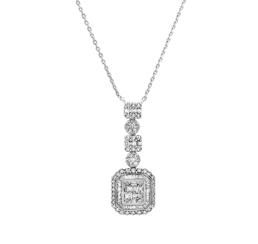 Emerald & Geometrical Shape Series Fancy Diamond White Gold Necklace