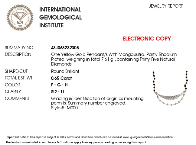 Round Natural Diamond With Prong Set Yellow Gold Tanmaniya Mangalsutra