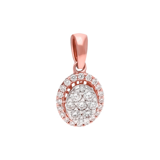 Round Diamond Rose Gold Pendant Set Without Chain