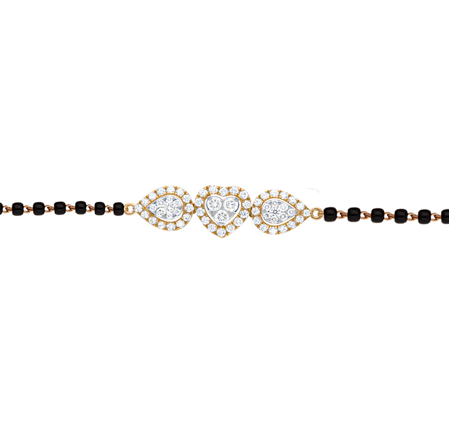 Heart and Pear Shape Round Natural Diamond Yellow Gold Women Tanmaniya Bracelet