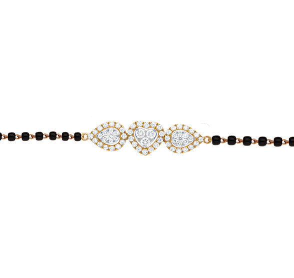 Heart and Pear Shape Round Natural Diamond Yellow Gold Women Tanmaniya Bracelet