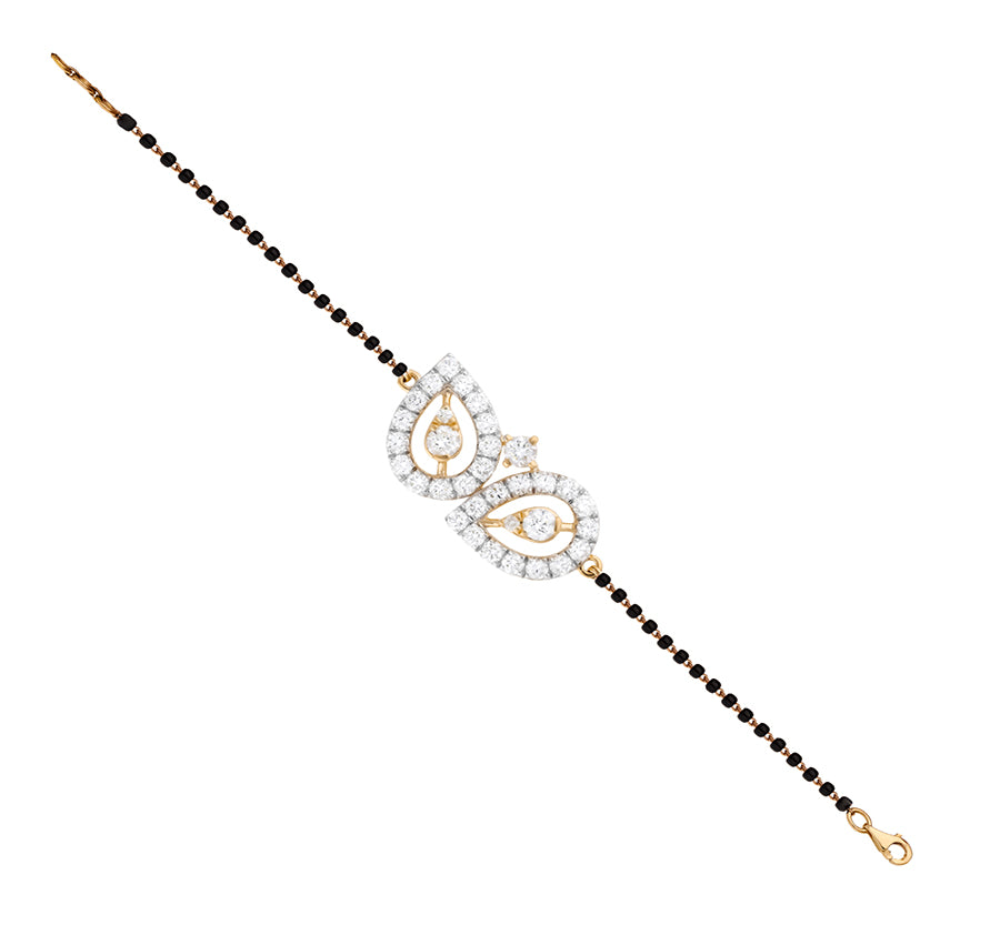 Pear Shape Round Natural Diamond Yellow Gold Tanmaniya Bracelet