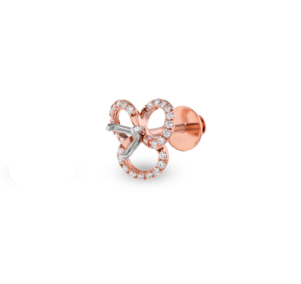 Round Diamond With Prong Setting Rose Gold Stud Semi Mount Earrings