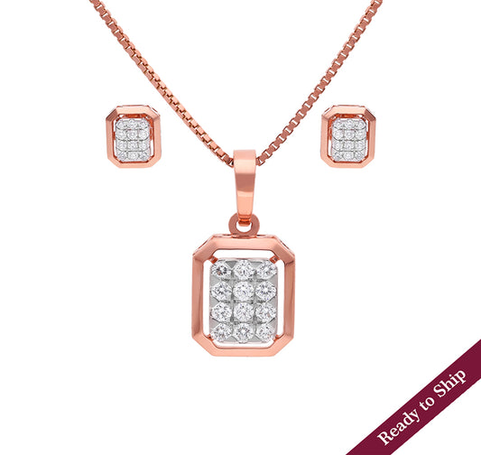 Beryl Holo Rose Gold Diamond Pendant Set