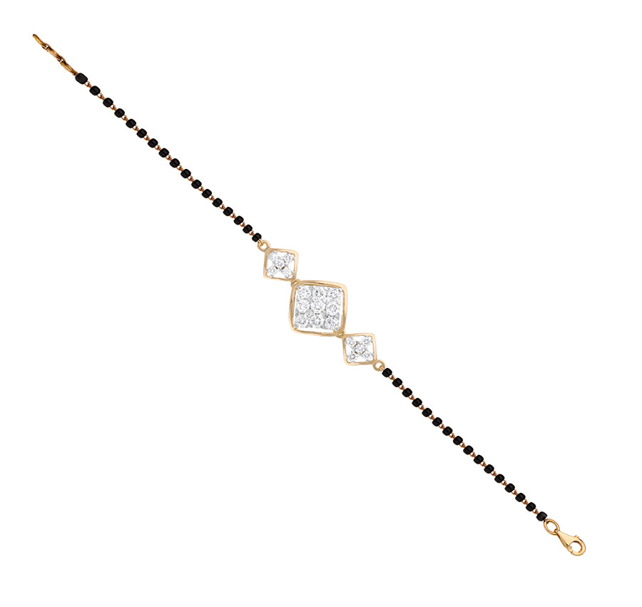 Rhombus Shape Round Natural Diamond Yellow Gold Women Tanmaniya Bracelet