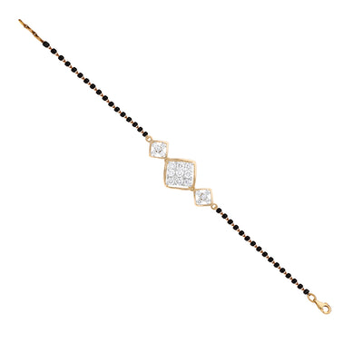 Rhombus Shape Round Natural Diamond Yellow Gold Women Tanmaniya Bracelet