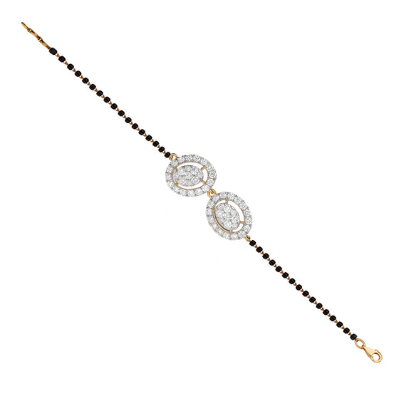 Dual Oval Shape Round Natural Diamond Yellow Gold Tanmaniya Bracelet