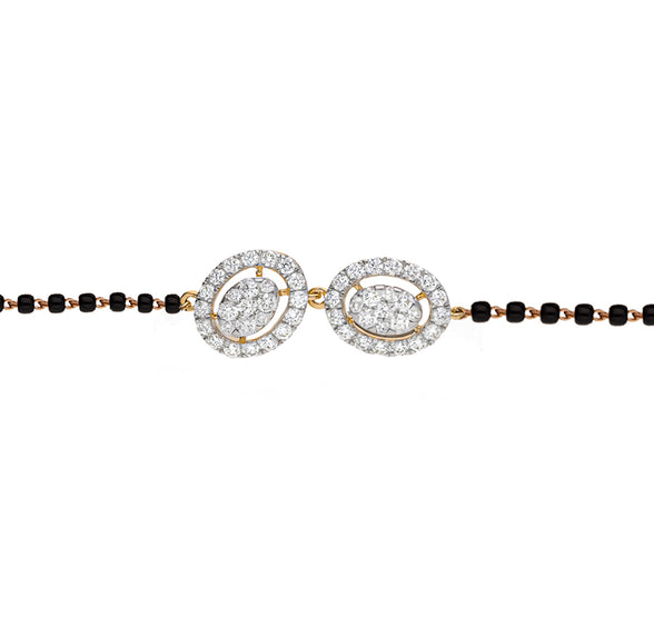 Dual Oval Shape Round Natural Diamond Yellow Gold Tanmaniya Bracelet