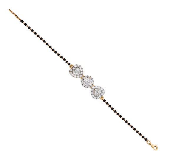 Heart and Round Shape Natural Diamond Yellow Gold Tanmaniya Bracelet