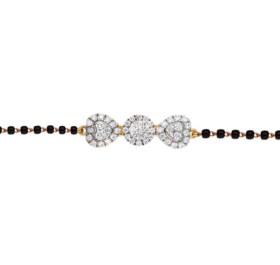 Heart and Round Shape Natural Diamond Yellow Gold Tanmaniya Bracelet