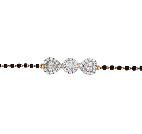 Heart and Round Shape Natural Diamond Yellow Gold Tanmaniya Bracelet