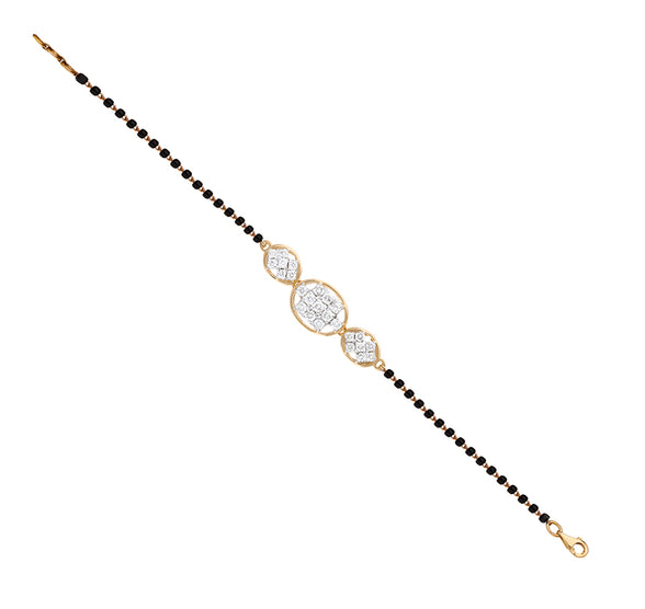 Oval Shape Round Natural Diamond Yellow Gold Tanmaniya Bracelet