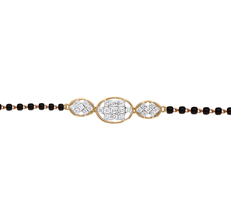 Oval Shape Round Natural Diamond Yellow Gold Tanmaniya Bracelet