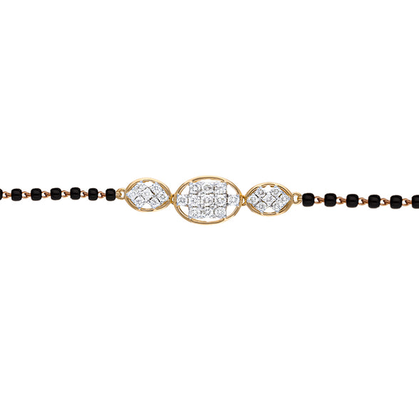 Oval Shape Round Natural Diamond Yellow Gold Tanmaniya Bracelet