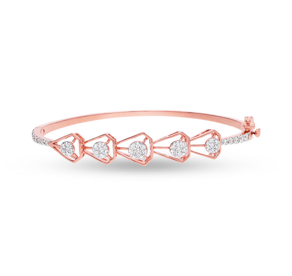 Diamond Shape Series Prong Setting Rose Gold Box Clasp Bracelet