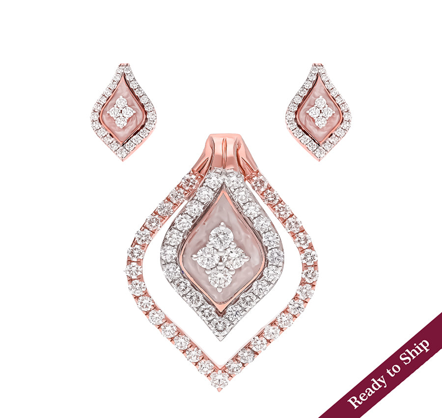 Leaflet Elegant Shimmer Rose Gold Pendant Set