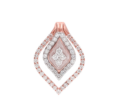Leaflet Elegant Shimmer Round Diamond With Prong Set Rose Gold Pendant Set