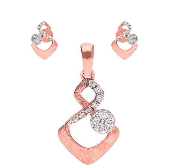 Criss Cross Braided Formosity Rose Gold Diamond Pendant Set